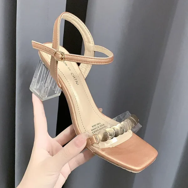 Fashion Clear Heels Transparen Crystal Sandals Women Shoes Square Heel - Image 11