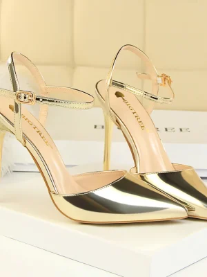 Women 10.5cm High Heels Sandals Lady Metallic Gray