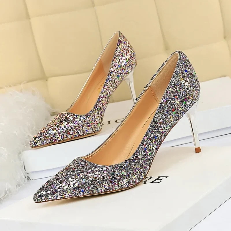 Women 7cm 9.5cm High Heels Pumps Wedding Bridal Scarpins - Image 18