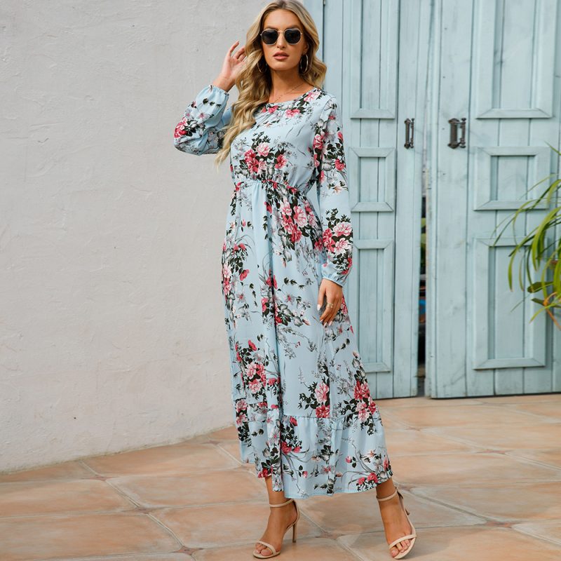 Summer Bohemian Women Maxi Dress Casual Long Sleeve - Image 10