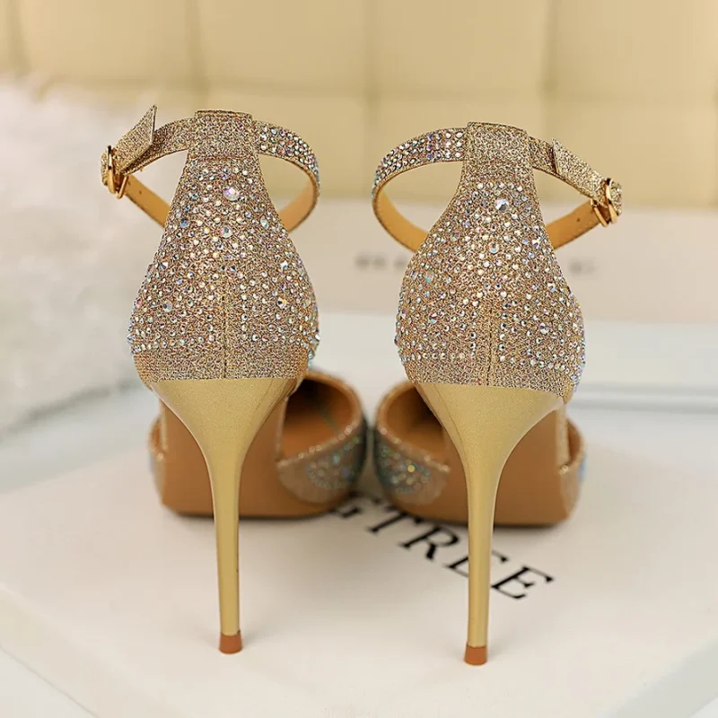 Sexy Women 10cm High Heels Sandals Wedding Glitter Bridal Heels - Image 3