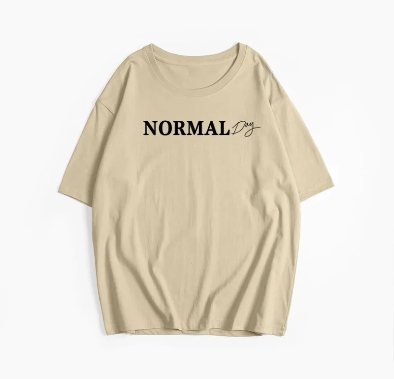 Hirsionsan "Normal Day" Letter Printed T-shirt Summer Women's Cotton Short sleeved T-shirt Women's Plus Size Higt Street Gothic - Image 6