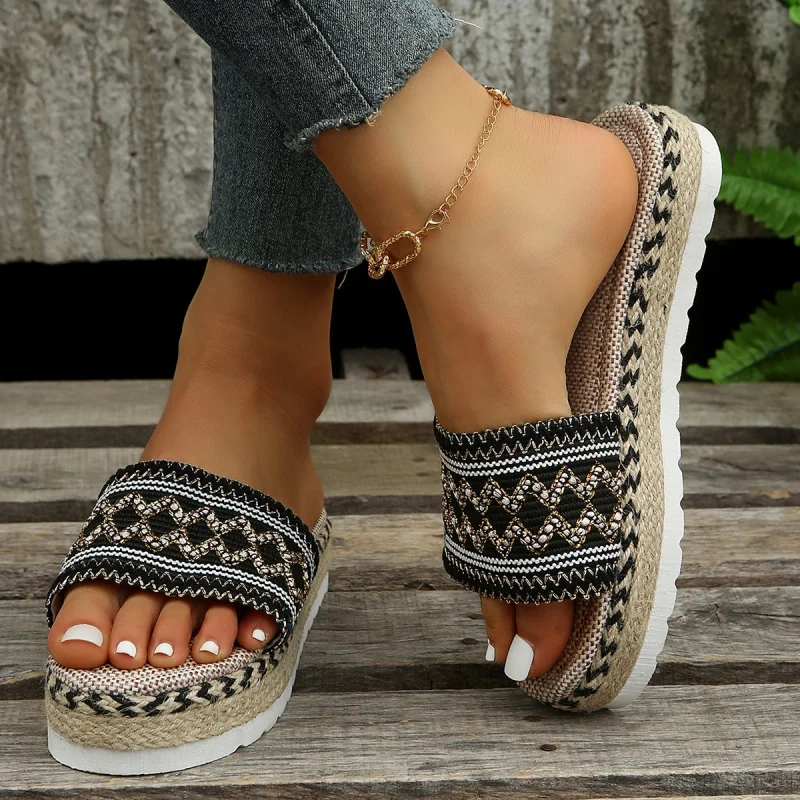 Weave Women's Slippers Platform Summer Shoes for Women - Image 6