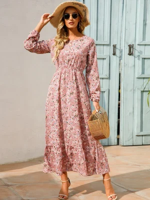 Summer Bohemian Women Maxi Dress Casual Long Sleeve