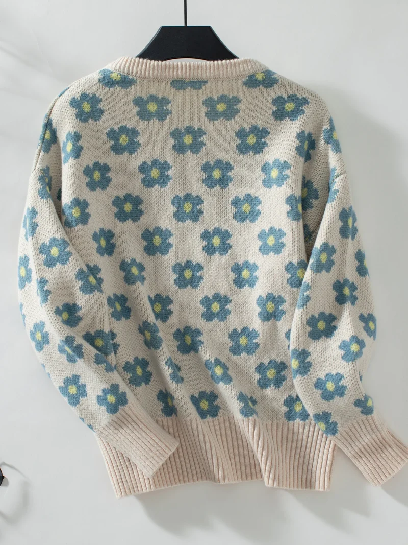 Floral V Neck Pullover Sweater For Women 2024 - Image 15