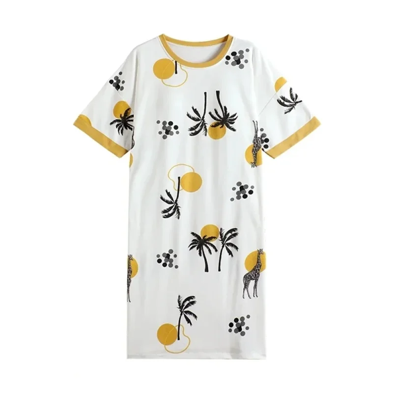 Women's Summer Short Sleeve O Neck Nightgown Plus Size Women's Home - Image 9