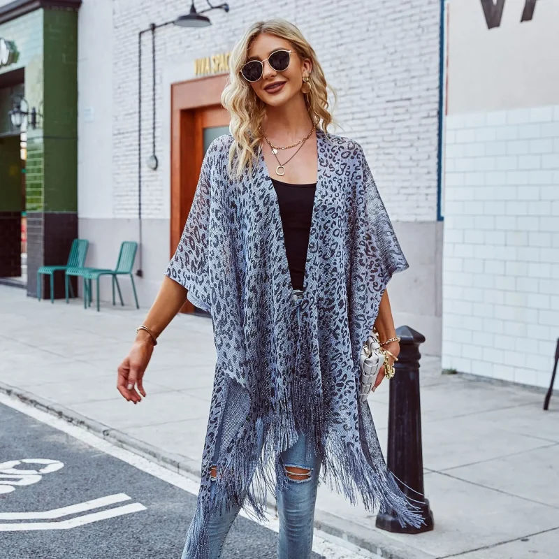 Summer Cardigan Kimono Cape Women 2023 Tassel Hollow Out Knitwear