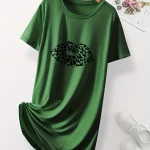 Sexy Lips Print Women's Home Nightgown Plus Size High Stretch Dress - Image 4