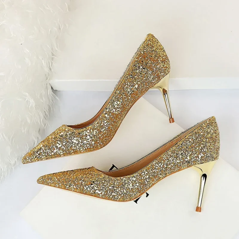 Women 7cm 9.5cm High Heels Pumps Wedding Bridal Scarpins - Image 16