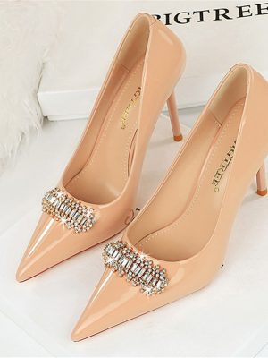 Women Fetish 9.5cm High Heels Nude Pumps Wedding