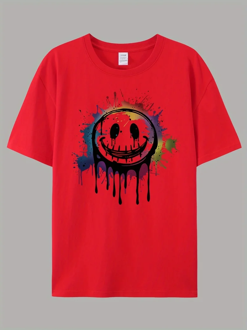 Clothing Creative Smiley Print Comfortable Cotton Men T-Shirt - Image 5