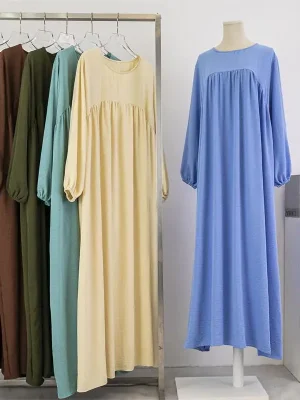 Muslim Dress Women Loose Maxi Dresses Fashion Female Full Sleeve