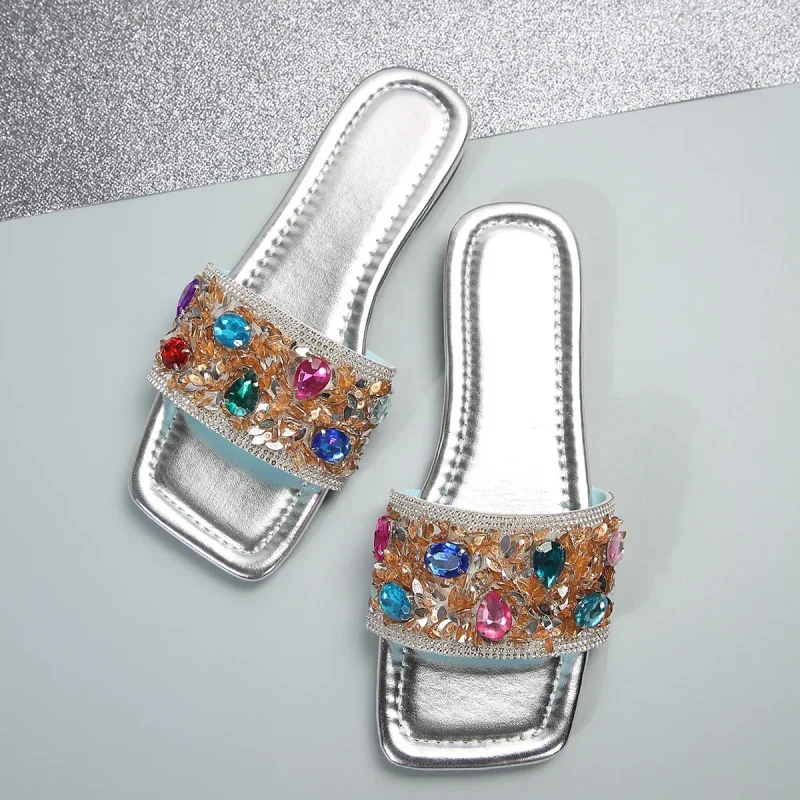 Summer Shiny Slippers for Women New Ladies Flat Beach Slipper Women - Image 2