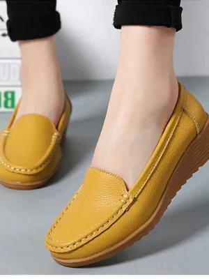 Women Shoes Soft Leather Shoes With Heels Loafers Women’s Slip On Flat