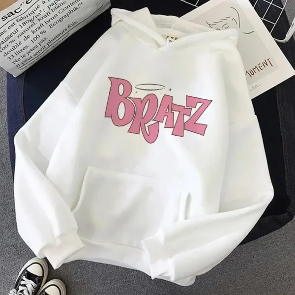 Bratz Letter Printed Plus Size Hooded Sweatshirt Men Women Hoodie - Image 5