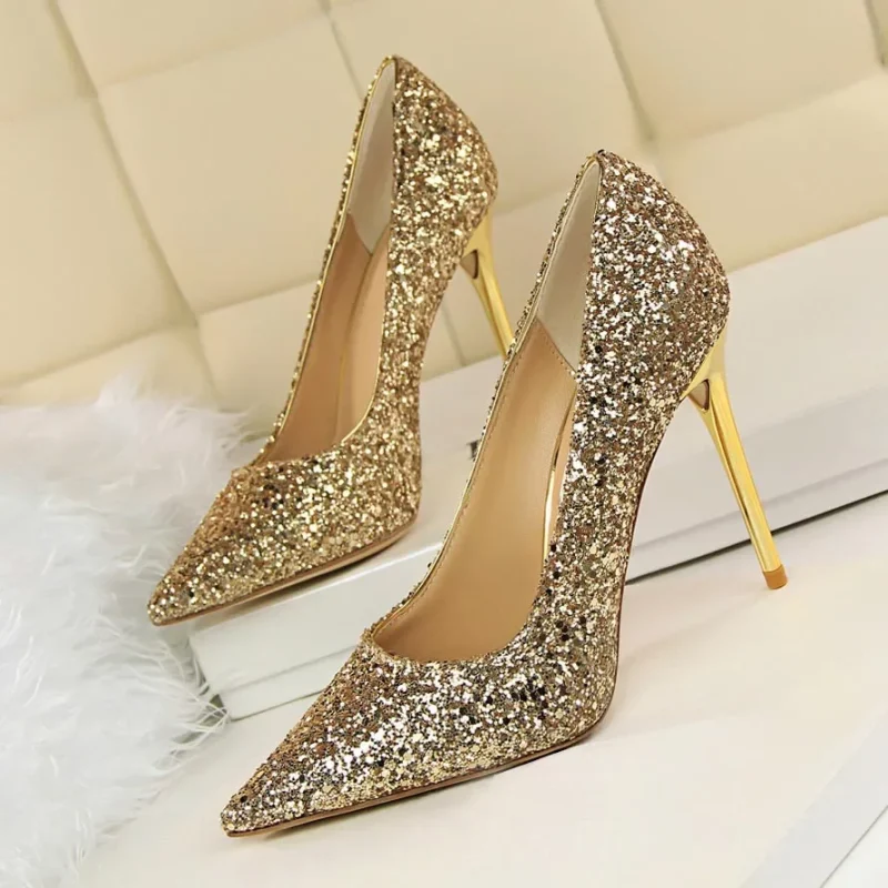 Women 7cm 9.5cm High Heels Pumps Wedding Bridal Scarpins - Image 21