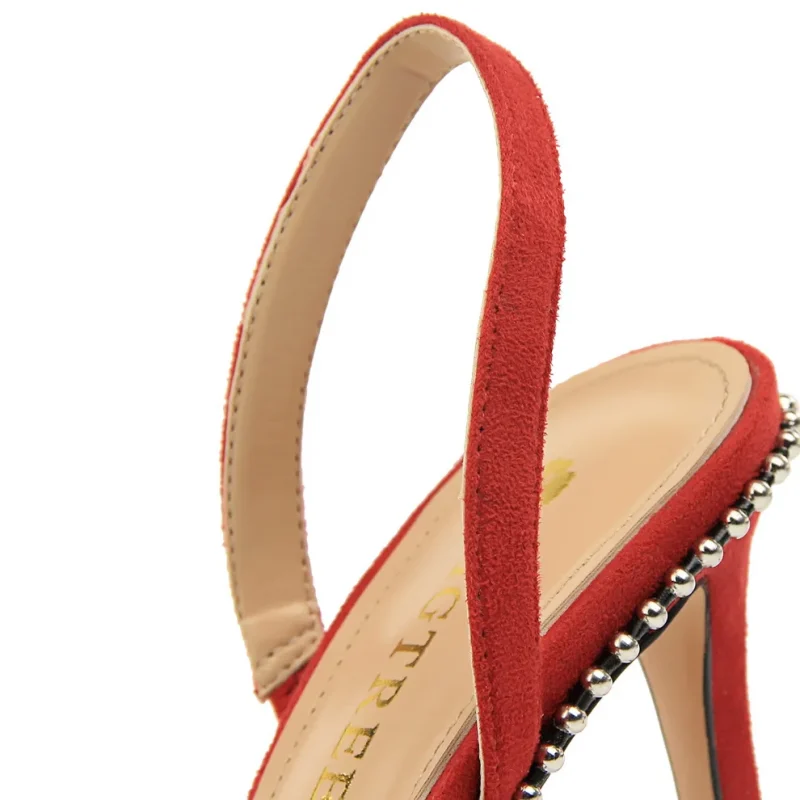 Women 9m High Heels Sandals Lady Suede Slingback Mules Sandles - Image 4