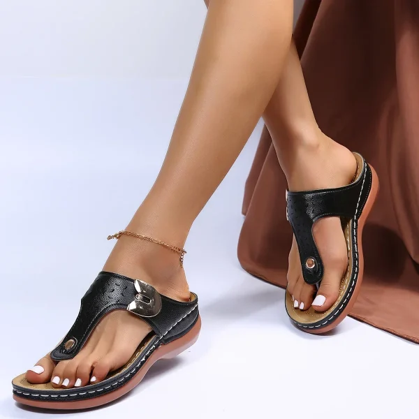 Women Wedge Sandals Premium Orthopedic Open Toe Sandals Vintage Anti-slip Leather - Image 3