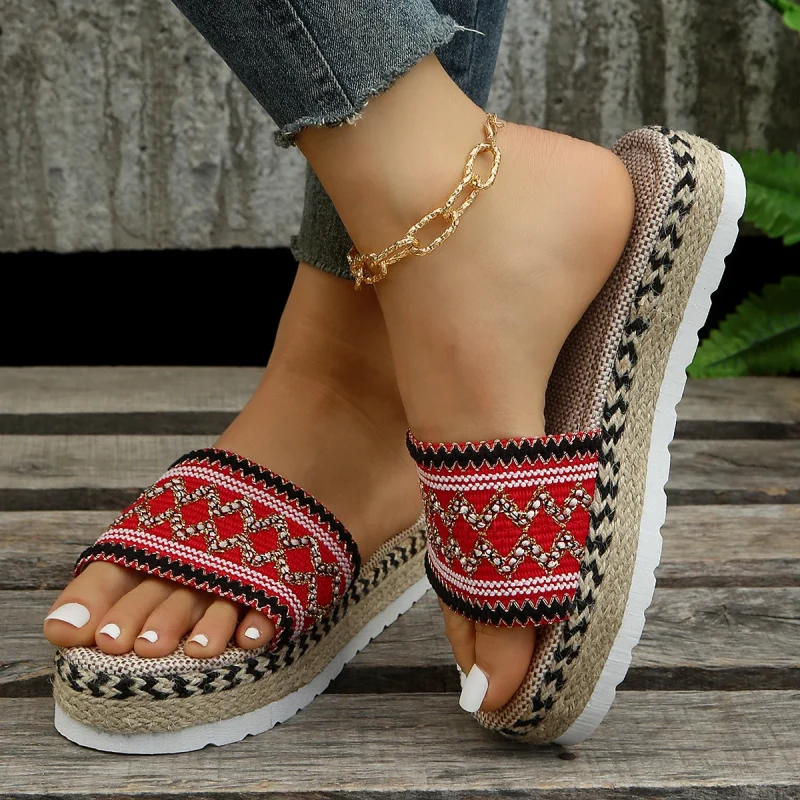 Weave Women's Slippers Platform Summer Shoes for Women - Image 3