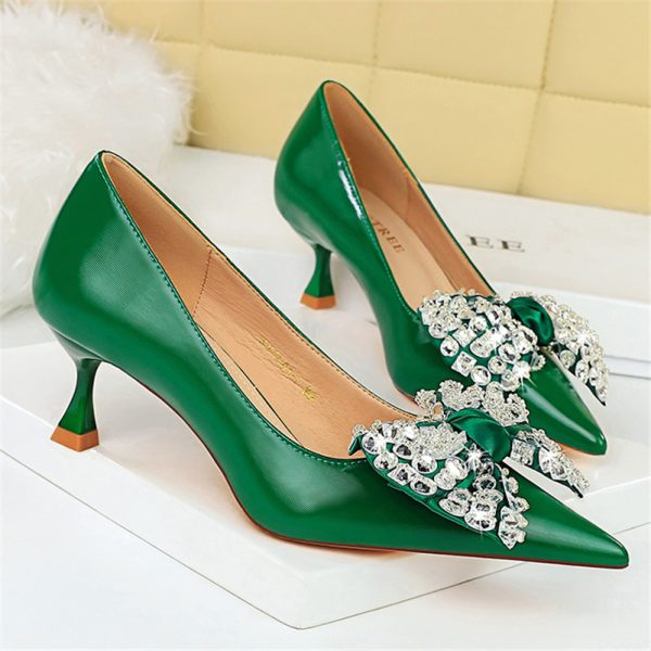 Women 5.5cm High Heels Green Pumps Lady - Image 10