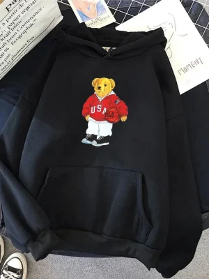 Men’s New Hoodie Cute Sports Bear Men’s/Women’s Street Loose Sports