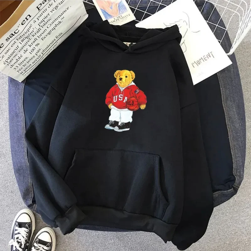 Men's New Hoodie Cute Sports Bear Men's/Women's Street Loose Sports