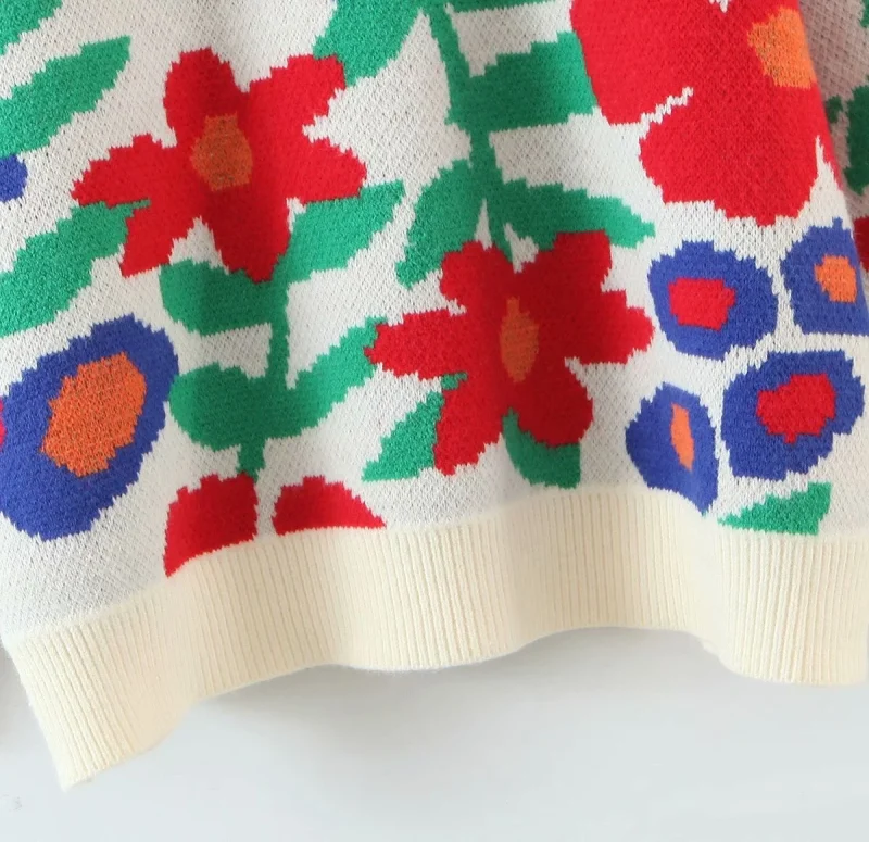 Winter Clothes Big Flower Long Sleeve Knitted Sweater Women Fashion - Image 14