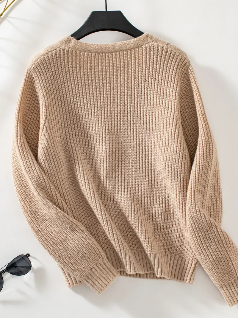 Solid Color Twists Knitted Cardigan Women Autumn - Image 16