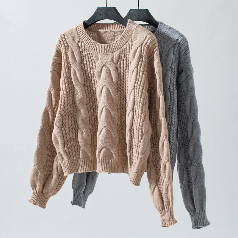 Solid Color Twists O-Neck Pullovers Women's Autumn - Image 11