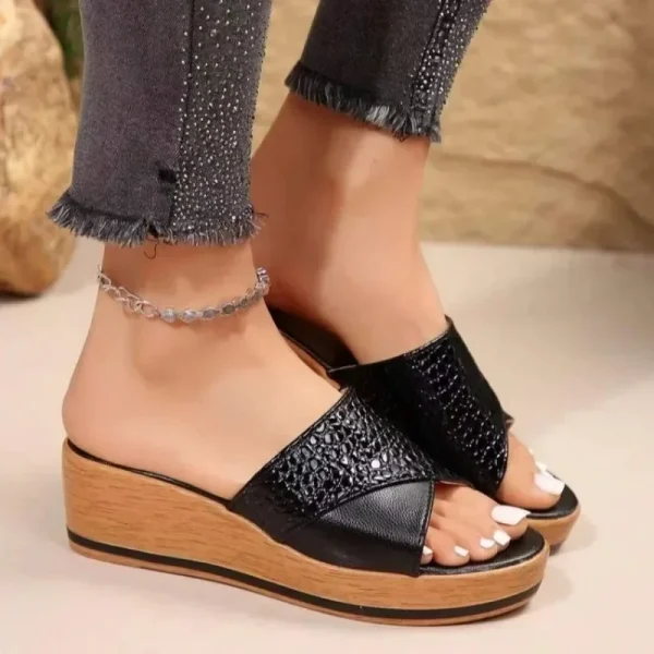 Women Sandals Hemp Wedge Heels Sandalias Mujer Platform Sandals Summer - Image 3