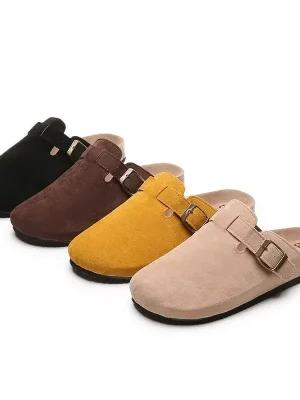 Women Fashion Slippers Cork Footbed Mules Men Short Plush Potato Shoes