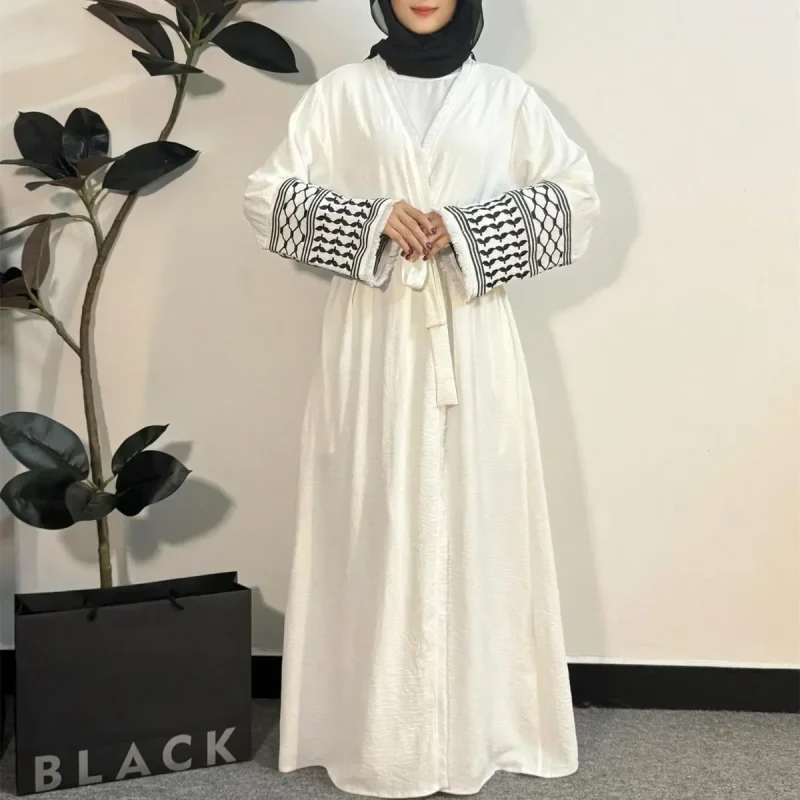 Open Front Abaya Muslim Long Sleeve Cardigan Abayas Maxi Dress - Image 8