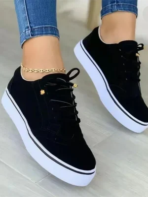 Women’s Low-top Vulcanized Shoes Round Toe Casual Shoes Flat Shoes