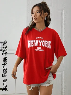 New American T-shirt Oversized O Neck Top