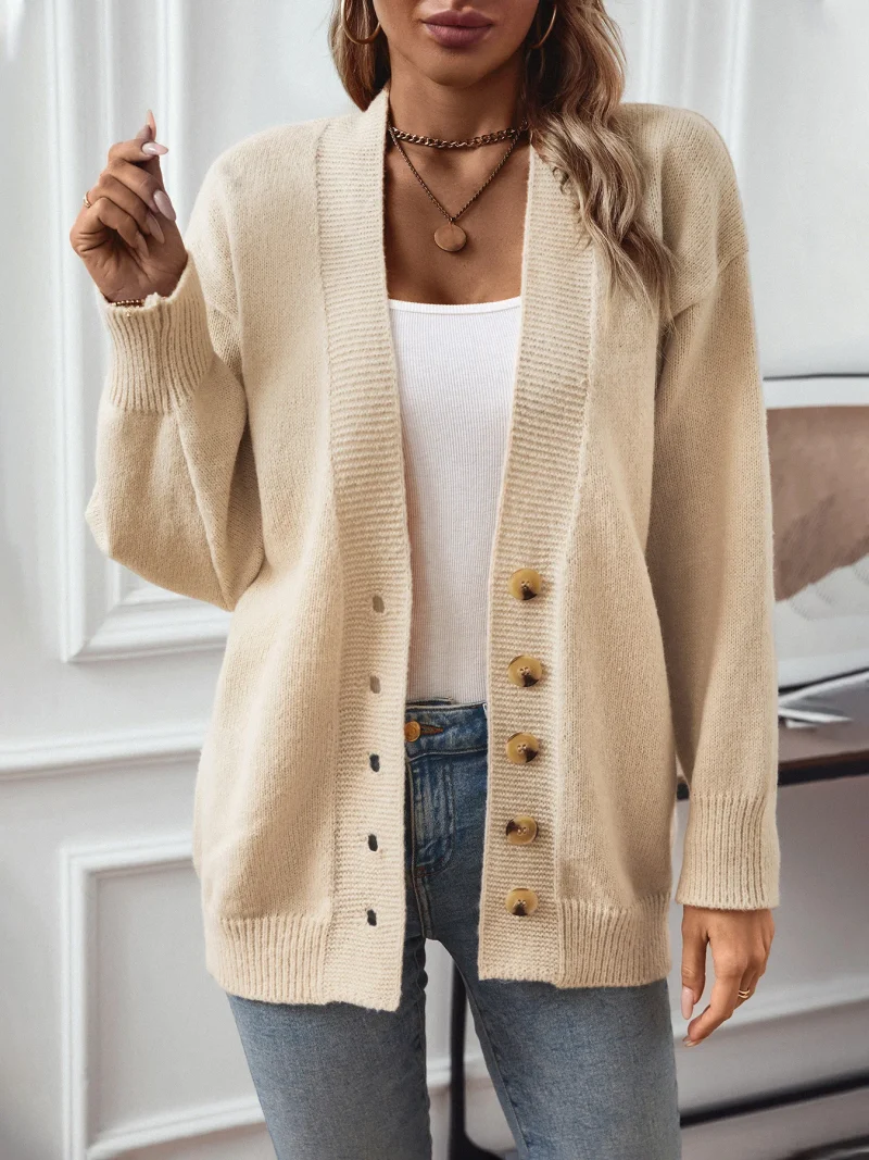Winter Single Breasted V Neck Cardigans Women - Image 9