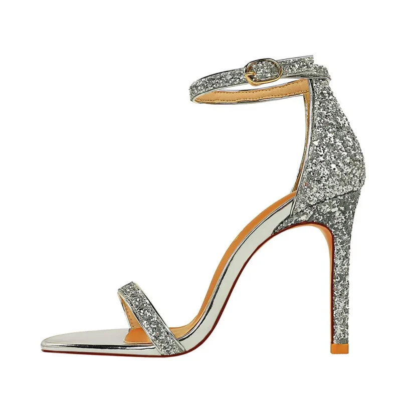Women Summer Platform Sandals 10cm High Heels Silver - Image 4