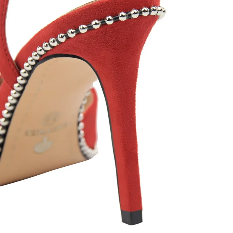 Women 9m High Heels Sandals Lady Suede Slingback Mules Sandles - Image 5