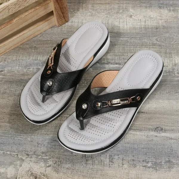 Women 2024 Summer Wedges Clip Toe Sandals Outdoor Slippers Casual Ladies - Image 2