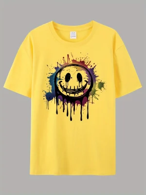 Clothing Creative Smiley Print Comfortable Cotton Men T-Shirt