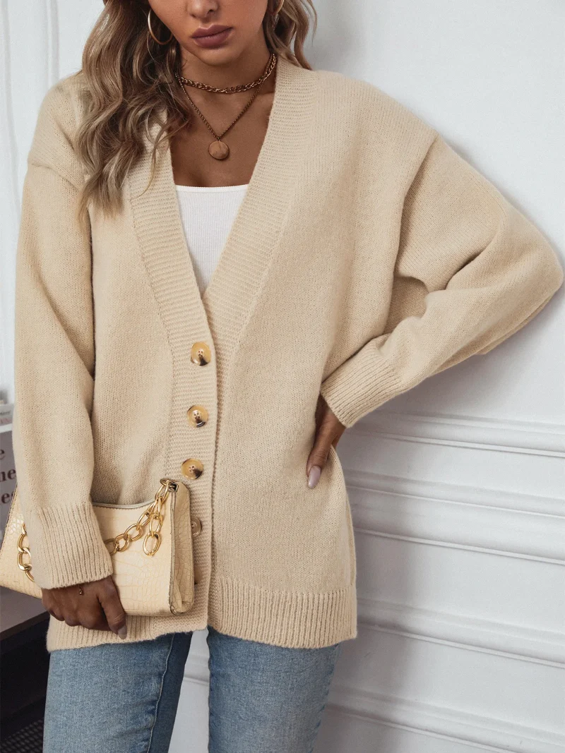 Winter Single Breasted V Neck Cardigans Women - Image 10