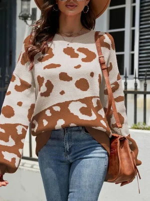 Sweaters For Women Fashion 2024 Long Sleeve Round Neck