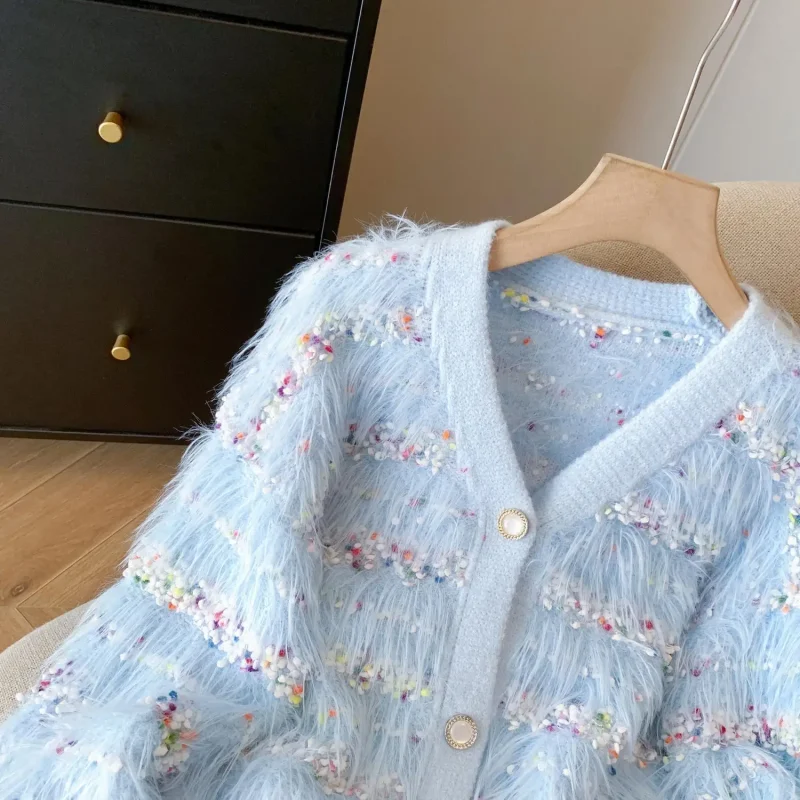 Korean Style Sweet Mohair Cardigan Women 2024 - Image 15