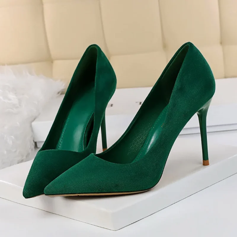 Women 9cm High Heels Pumps Stripper Flock - Image 16