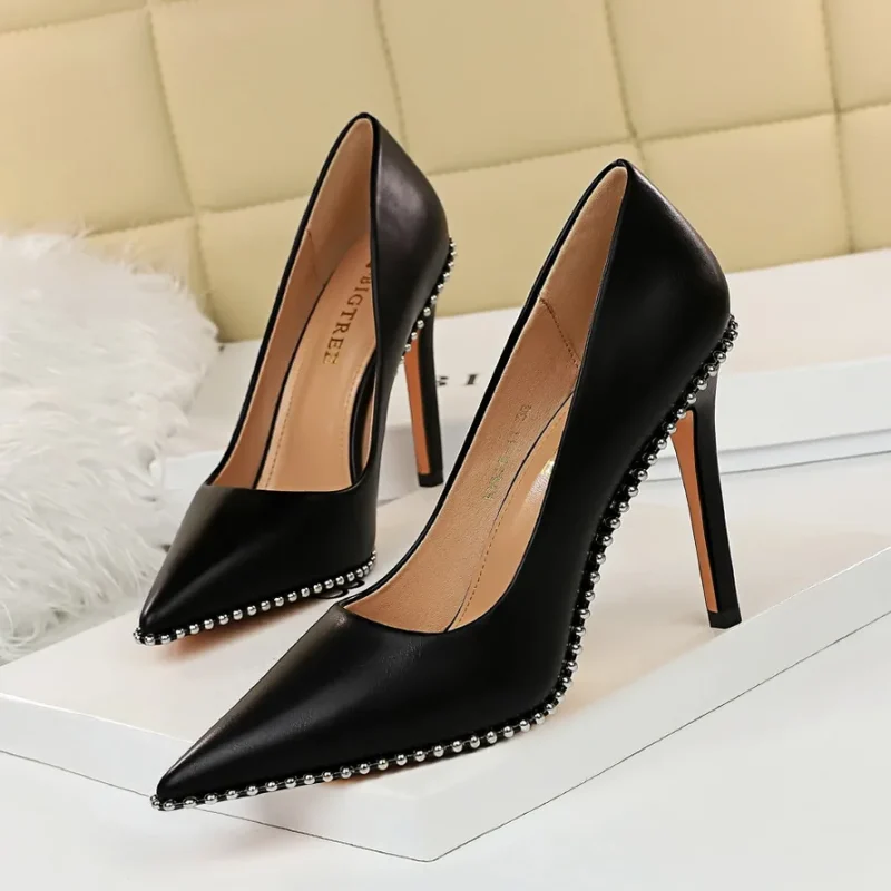 Women 7.5cm 10.5cm High Heels Studded Rivets Pumps Lady - Image 18