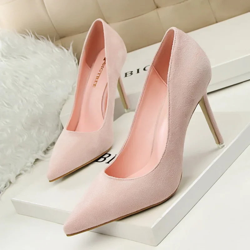 Women 9cm High Heels Yellow Burgundy Pumps - Image 21