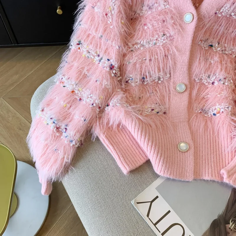 Korean Style Sweet Mohair Cardigan Women 2024 - Image 10