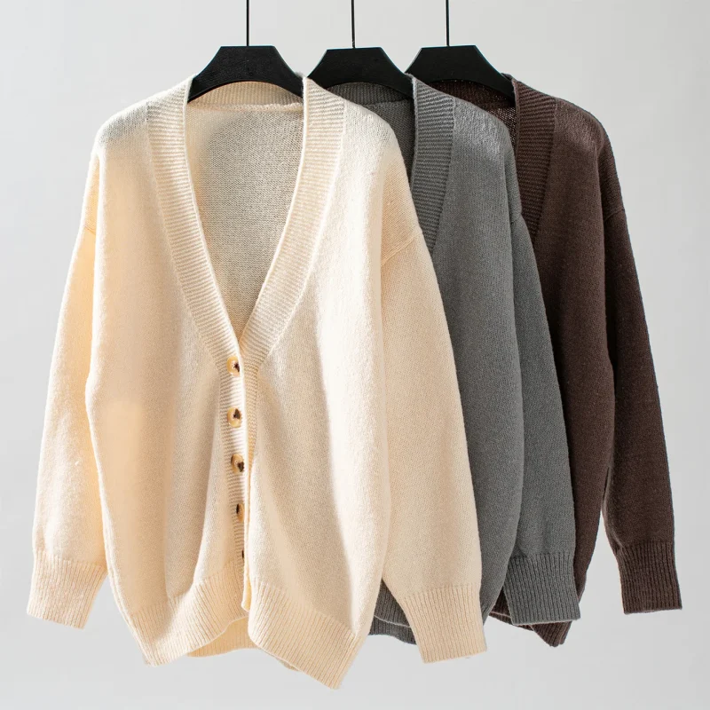 Winter Single Breasted V Neck Cardigans Women - Image 11