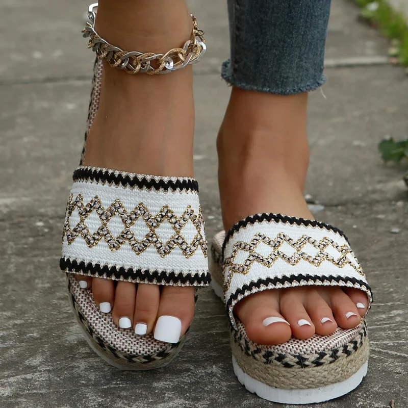 Weave Women's Slippers Platform Summer Shoes for Women - Image 4