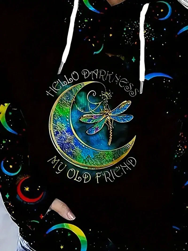 Women's Sports Top With Moon And Text 3D Printing Fashion Autumn - Image 4