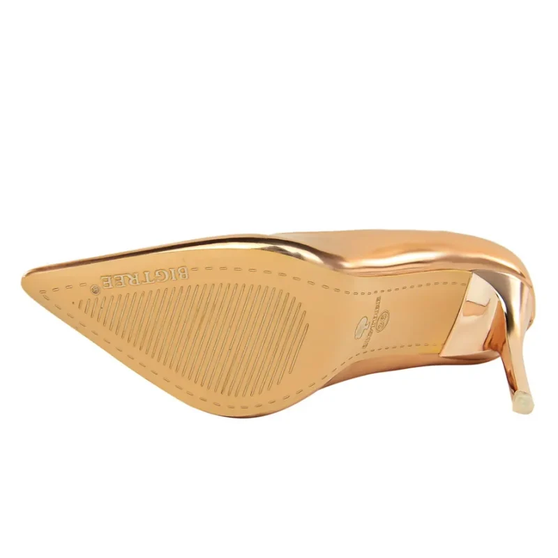 Women Mteallic Patent Bronze Leather Pumps 7.5cm 10.5cm High Heels - Image 6